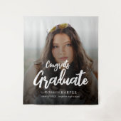 Gefeliciteerd Geslaagd Borstel Schrift Foto Afstud Wandkleed (Voorkant)