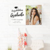 Gefeliciteerd Geslaagd Borstel Schrift Foto Spandoek (Insitu)