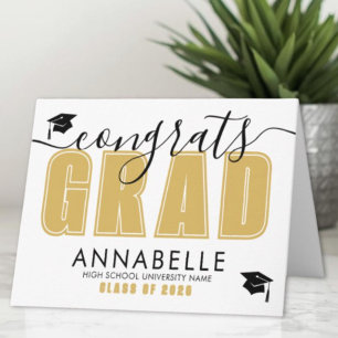 Gefeliciteerd Geslaagd Geel Goud Afstuderen Kaart