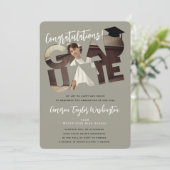 Gefeliciteerd Geslaagd Grey Uitknip Foto Afstudere Kaart (Staand voorkant)