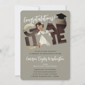 Gefeliciteerd Geslaagd Grey Uitknip Foto Afstudere Kaart (Voorkant)