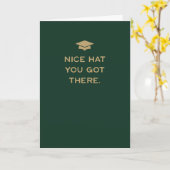 Gefeliciteerd geslaagd leuke hoed grappige groene  kaart (Gele Bloem)