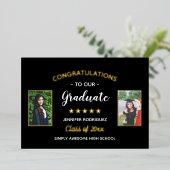 Gefeliciteerd Geslaagd Maatwerk 2 Foto Afstuderen Folie Uitnodiging (Staand Voorkant)
