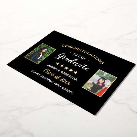 Gefeliciteerd Geslaagd Maatwerk 2 Foto Afstuderen Folie Uitnodiging (Gedraaid)