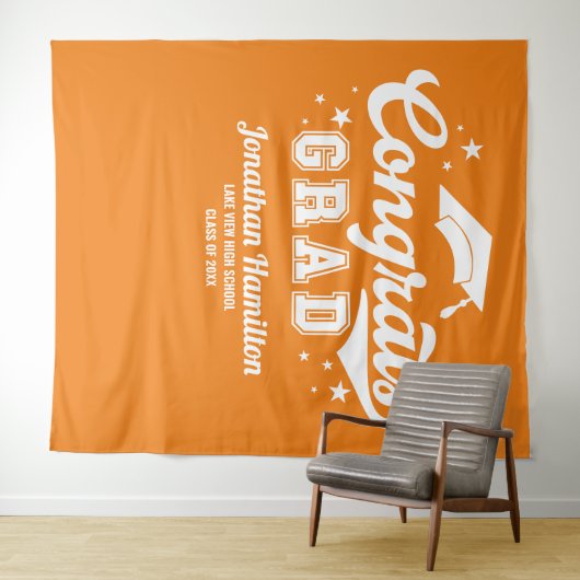 Gefeliciteerd Geslaagd Oranje Afstudeerfeest Achte Wandkleed (In Situ (horizontaal))