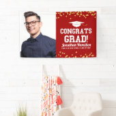 Gefeliciteerd Geslaagd Rood Gouden Confetti Afstud Spandoek (Insitu)