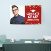 Gefeliciteerd Geslaagd Rood Gouden Confetti Afstud Spandoek (Beurs)