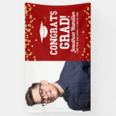 Gefeliciteerd Geslaagd Rood Gouden Confetti Afstud Spandoek (Verticaal)