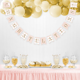 Gefeliciteerd Geslaagd Roze Antiek Goud Feest Vlaggetjes