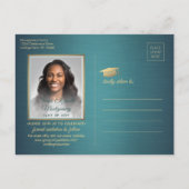 Gefeliciteerd Geslaagd Teal & Goud Datum Bewaren F Aankondigingskaart (Achterkant)