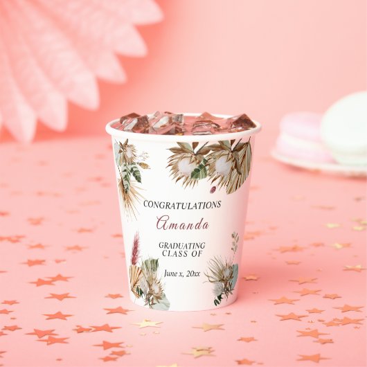 Gefeliciteerd Geslaagd Tropische Koningsprotea Papieren Bekers (Insitu)