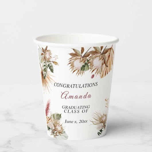 Gefeliciteerd Geslaagd Tropische Koningsprotea Papieren Bekers (Achterkant)