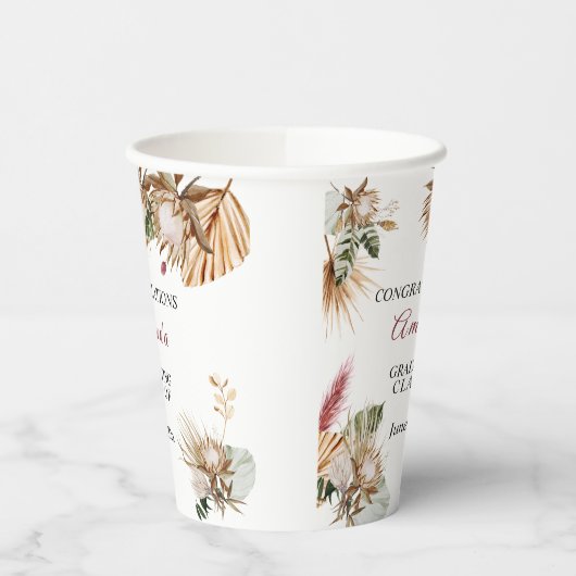 Gefeliciteerd Geslaagd Tropische Koningsprotea Papieren Bekers (Links)