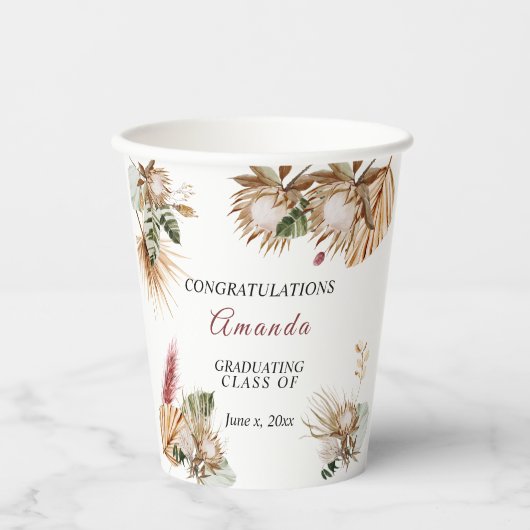 Gefeliciteerd Geslaagd Tropische Koningsprotea Papieren Bekers (Voorkant)