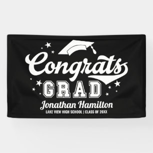 Gefeliciteerd Geslaagd Zwarte Afstudeerfeest Banne Spandoek