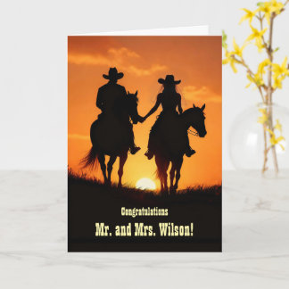 Gefeliciteerd Getrouwd Huwelijk Country Western Kaart
