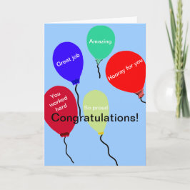 Gefeliciteerd: geweldige banenkleurige ballonnen kaart