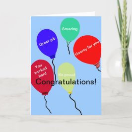 Gefeliciteerd: geweldige banenkleurige ballonnen kaart