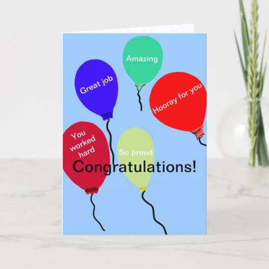 Gefeliciteerd: geweldige banenkleurige ballonnen kaart (Voorkant)