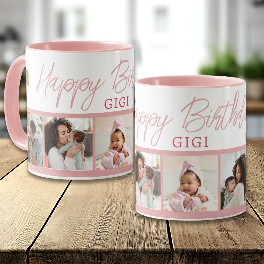 Gefeliciteerd Gigi 5 Foto Collage Roze Mok
