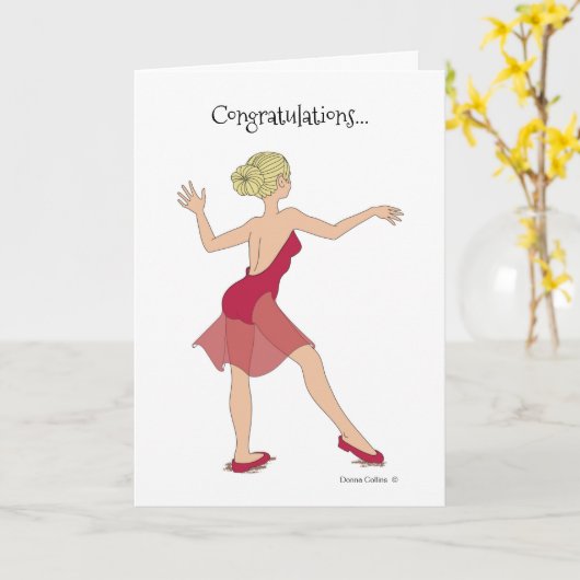 Gefeliciteerd, Girl DansKaart Kaart (Gele Bloem)