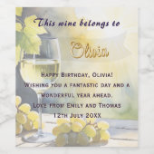 Gefeliciteerd Glas Witte Wijn & Druiven Landelijk Etiket (Enkel label)