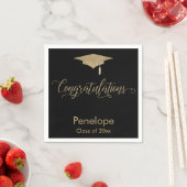 Gefeliciteerd Glitter Graduation Cap, Black Servet (Insitu)