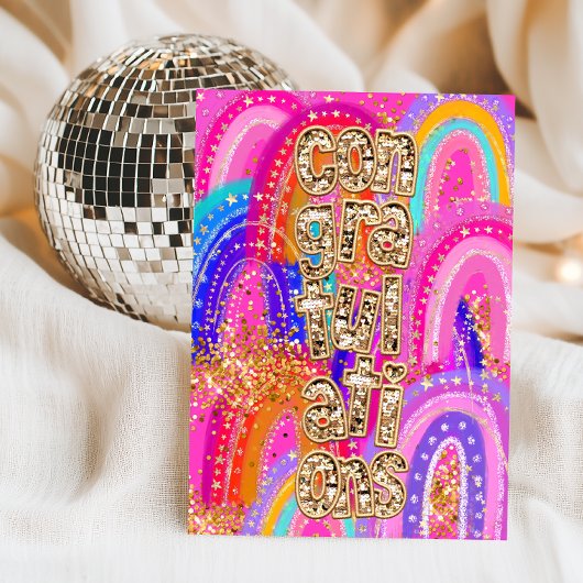 Gefeliciteerd Glitter Kaart