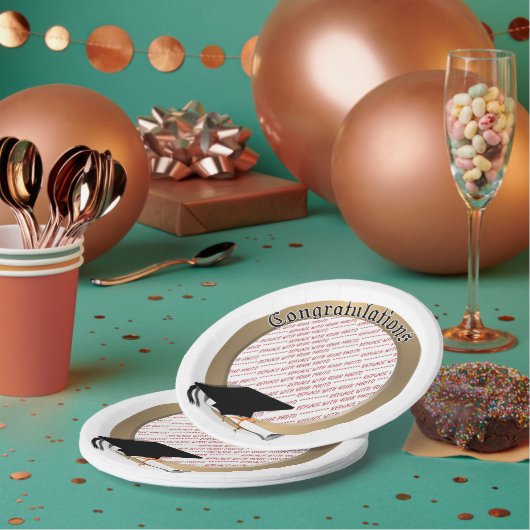 'Gefeliciteerd' Gold Afstuderen Photo Lijst Papieren Bordje (Multi)