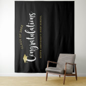 Gefeliciteerd Gold Black Graduation Party Wandkleed (In situ)