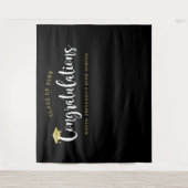 Gefeliciteerd Gold Black Graduation Party Wandkleed (Voorkant)