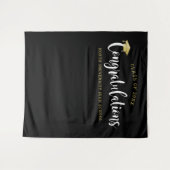 Gefeliciteerd Gold Black Graduation Party Wandkleed (Voorkant (horizontaal))