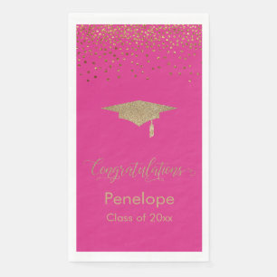 Gefeliciteerd Gold Confetti Afstudeerder Pet Bold  Servet