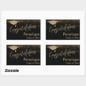 Gefeliciteerd Gold Confetti Afstuderen Black Rechthoekige Sticker (Vel)