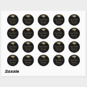 Gefeliciteerd Gold Confetti Afstuderen Black Ronde Sticker (Vel)