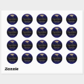Gefeliciteerd Gold Confetti Afstuderen Blue Ronde Sticker (Vel)