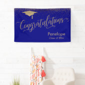 Gefeliciteerd Gold Confetti Afstuderen Blue Spandoek (Insitu)