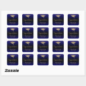 Gefeliciteerd Gold Confetti Afstuderen Blue Vierkante Sticker (Vel)