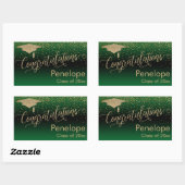 Gefeliciteerd Gold Confetti Afstuderen Green Rechthoekige Sticker (Vel)