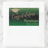 Gefeliciteerd Gold Confetti Afstuderen Green Rechthoekige Sticker (Tas)