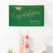 Gefeliciteerd Gold Confetti Afstuderen Green Spandoek (Insitu)