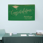 Gefeliciteerd Gold Confetti Afstuderen Green Spandoek (Beurs)