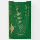 Gefeliciteerd Gold Confetti Afstuderen Green Spandoek (Verticaal)