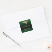 Gefeliciteerd Gold Confetti Afstuderen Green Vierkante Sticker (Envelop)