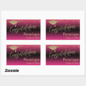 Gefeliciteerd Gold Confetti Afstuderen Hot Pink Rechthoekige Sticker (Vel)