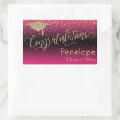 Gefeliciteerd Gold Confetti Afstuderen Hot Pink Rechthoekige Sticker (Tas)