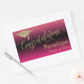 Gefeliciteerd Gold Confetti Afstuderen Hot Pink Rechthoekige Sticker (Envelop)