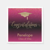 Gefeliciteerd Gold Confetti Afstuderen Hot Pink Servet (Voorkant)
