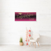 Gefeliciteerd Gold Confetti Afstuderen Hot Pink Spandoek (Insitu)