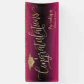 Gefeliciteerd Gold Confetti Afstuderen Hot Pink Spandoek (Verticaal)